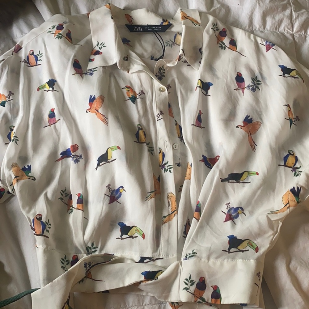 Crop top tshirt with coloured birds